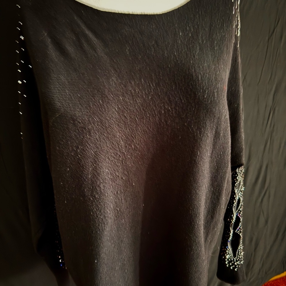 LIV Milano Black Sweater with Silver Accents